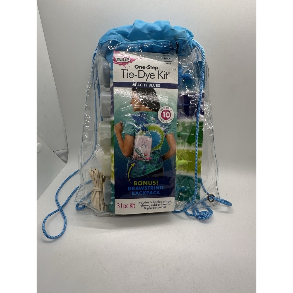 Tulip One-Step Tie-Dye Kit Beachy Blues 31pc‎ Bonus Drawstring Backpack